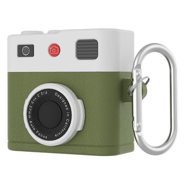 Funda de silicona líquida con diseño de cámara retro para AirPods 4 - Verde