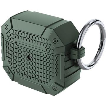 AirPods 4 Estuche reforzado de TPU a prueba de golpes - Protección de grado militar con mosquetón - Verde militar