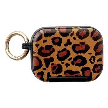 AirPods Pro 3 Estuche con estampado de leopardo, soporte para teléfono y espejo de maquillaje