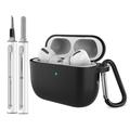 AirPods Pro 3 Estuche de silicona con mosquetón y bolígrafo de limpieza - Negro