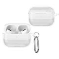 Carcasa de TPU Cepillado con Mosquetón para AirPods Pro 3 - Fibra de Carbono - Blanco