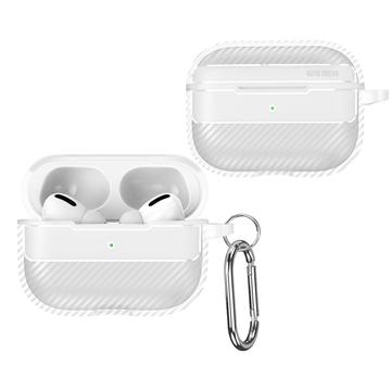 Carcasa de TPU con Mosquetón para AirPods Pro 3 - Fibra de Carbono - Blanco