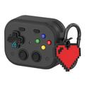 AirPods Pro 3 Estuche de plástico estilo consola de juegos vintage con colgante de corazón - Negro
