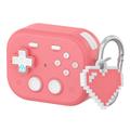 AirPods Pro 3 Estuche de plástico estilo consola de juegos vintage con colgante de corazón - Rosa
