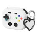 AirPods Pro 3 Estuche de plástico estilo consola de juegos vintage con colgante de corazón - Blanco