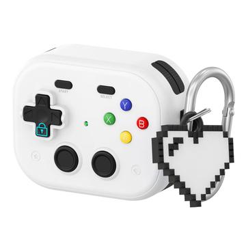 AirPods Pro 3 Estuche de plástico estilo consola de juegos vintage con colgante de corazón - Blanco