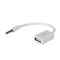 Akyga Adaptador USB a AUX 15cm - USB-A Hembra/3,5mm Macho - Blanco