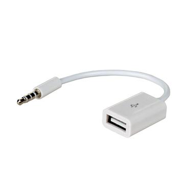 Akyga Adaptador USB a AUX 15cm - USB-A Hembra/3,5mm Macho - Blanco