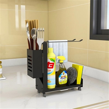 Estante organizador de cocina de aluminio con bandeja escurridora