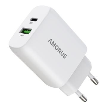 Cargador rápido de pared Amorus 30W GaN - Blanco