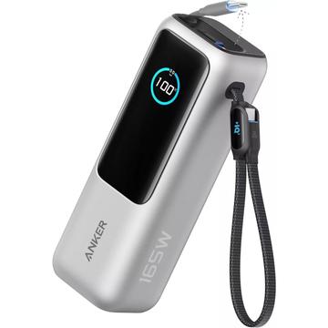 Anker 25000mAh Power Bank 165W con 2 cables USB-C integrados - Plata