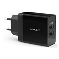 Anker PowerPort 2 Fast Wall Charger - 2 x USB, 24W - Black
