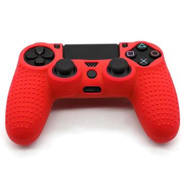 Funda protectora de silicona antideslizante para el mando de PS4 - Rojo