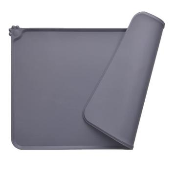 Alfombrilla de silicona antideslizante para comida de mascotas - 47x30cm - Gris