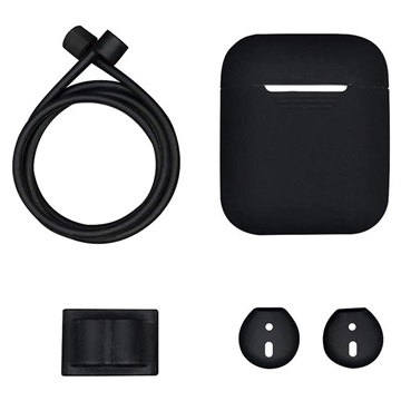 4-in-1 Apple AirPods / AirPods 2 Silicone Accessories Kit - Black