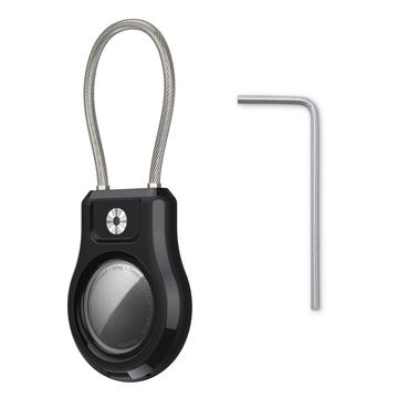 Funda Apple AirTag/AirTag 2 con correa de alambre de acero inoxidable - Negro
