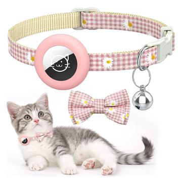 Funda de silicona Apple AirTag con collar y lazo para mascotas con motivo de margaritas