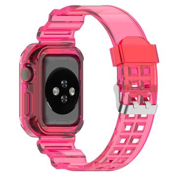Correa de silicona de repuesto con marco integrado para Apple Watch Series 10 - 42mm - Rosa Transparente