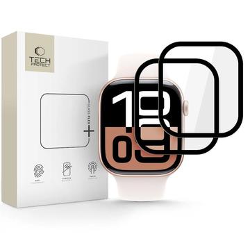Protector de pantalla híbrido Apple Watch Series 10 Tech-Protect Glass Flex+ - 42mm - 2 pzs. - Negro