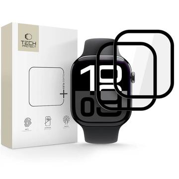Protector de pantalla híbrido Apple Watch Series 10 Tech-Protect Glass Flex+ - 46mm - 2 pzs. - Negro