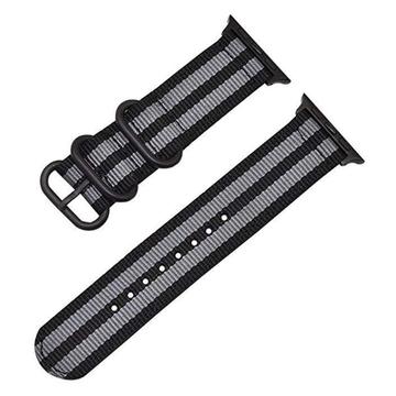 Correa de nylon Apple Watch Series Ultra 2/Ultra/10/9/8/SE (2022)/7/SE/6/5/4/3/2/1 - 49mm/46mm/45mm/44mm/42mm - Negro / Gris