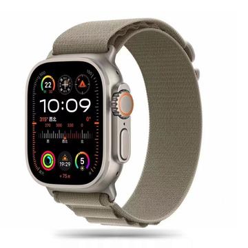 Correa Apple Watch Series Ultra 2/Ultra/10/9/8/SE (2022)/7/SE/6/5/4/3/2/1 Tech-Protect Nylon Pro - 49mm/46mm/45mm/44mm/42mm - Titanio / Oliva