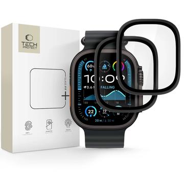 Protector de pantalla de cristal templado Apple Watch Ultra/Ultra 2/Ultra 3 Tech-Protect Glass Ring - 9H, 2 uds. - Borde Negro