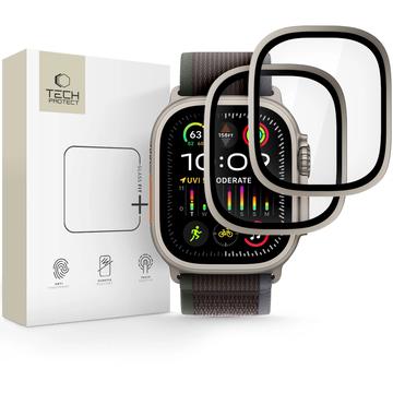 Protector de pantalla de cristal templado Apple Watch Ultra/Ultra 2/Ultra 3 Tech-Protect Glass Ring - 9H, 2 uds. - Titanio