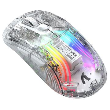 Attack Shark X2 Ratón inalámbrico transparente con RGB