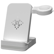 B-27 Cargador inalámbrico plegable 3 en 1 con luz nocturna - 15W - Blanco