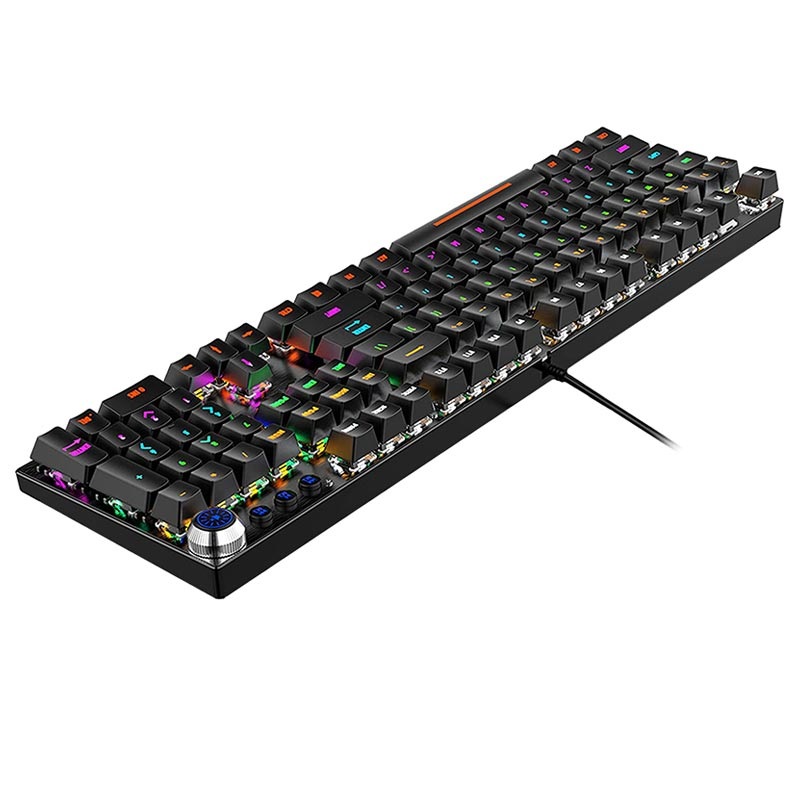Backlit Mechanical Keyboard with Volume Knob V6