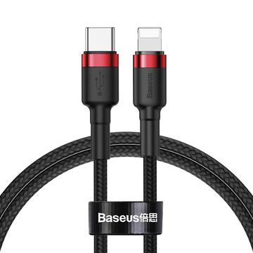 Baseus Cafule Cable USB-C a Lightning - 20W, 1m - Negro / Rojo