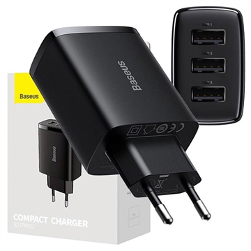 Cargador rápido compacto Baseus CCXJ020101, 3x USB, 17W