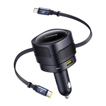 Cargador de coche Baseus Enjoyment Max 90W con cables USB-C y Lightning - Negro