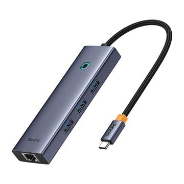 Baseus Flite BS-OH109 Hub USB-C 4 en 1 - 3xUSB 3.0, Puerto Ethernet RJ45 - Gris espacial