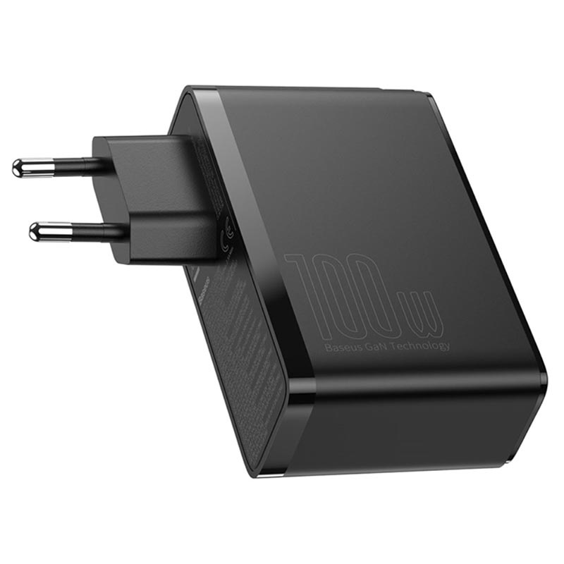 Cargador rápido 2xUSB, USB-C, PD, 3A, 30W (negro) Baseus