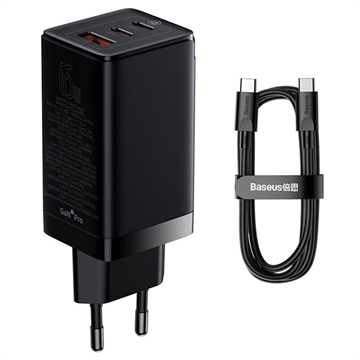 Cargador Rápido Baseus GaN3 Pro con Cable USB-C - 1m - Negro