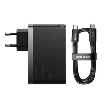 Cargador de pared Baseus GaN5 Pro 140W con cable de carga USB-C - 2xUSB-C, USB-A