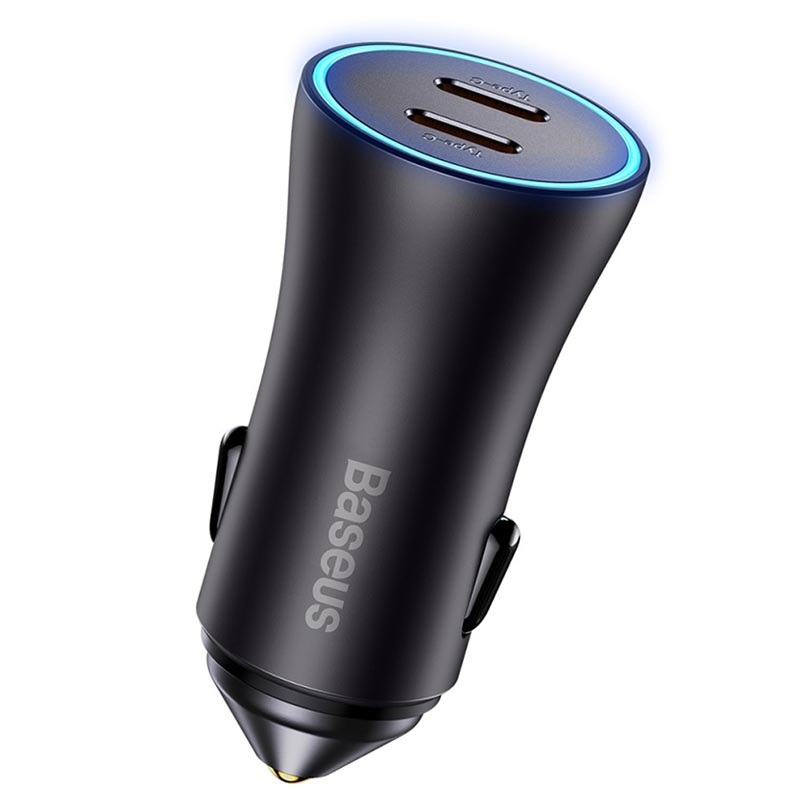 Cargador rápido 2xUSB, USB-C, PD, 3A, 30W (negro) Baseus