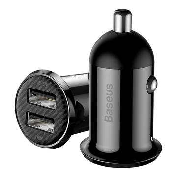 Baseus Grain Pro Cargador USB doble para coche - 4.8A - Negro