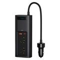 Baseus In-Car Inverter 150W & Cargador de coche - USB-C, USB-A - Negro