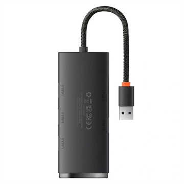 Baseus Lite Series Hub 4en1 WKQX030001 USB a 4x USB 3.0, 25cm - Negro