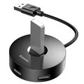 Baseus Round Box 4-port USB 3.0 Hub with MicroUSB Power Supply - Black