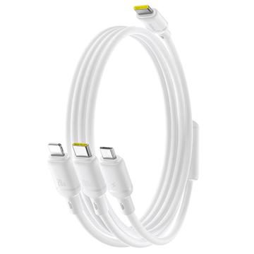 Cable de carga rápida Baseus Silky 3-en-1 USB-C a Lightning, USB-C, MicroUSB - 100W/1.5m
