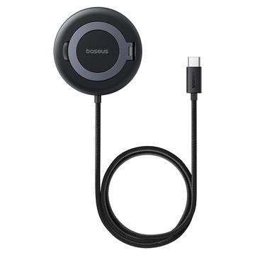 Baseus Simple Mini4 Cargador inalámbrico Qi2 magnético de 15W con soporte - Negro