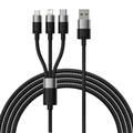 Cable de carga y datos Baseus StarSpeed 3 en 1 - 1.2m, 3.5A - Negro