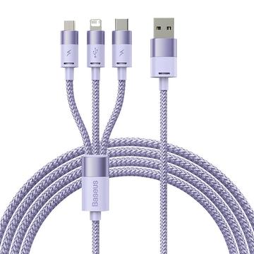 Cable de carga y datos Baseus StarSpeed 3 en 1 - 1.2m, 3.5A - Morado