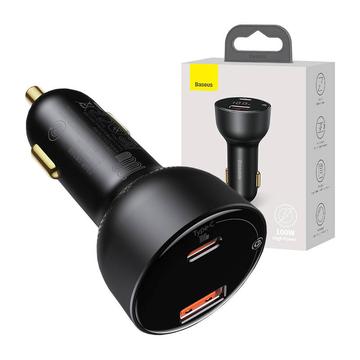 Baseus Superme Digital Display PPS Cargador de coche 100W - USB-C, USB-A - Negro