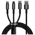 3Sixt Braided MFI USB-C / Lightning Cable - 2m - Black / Silver