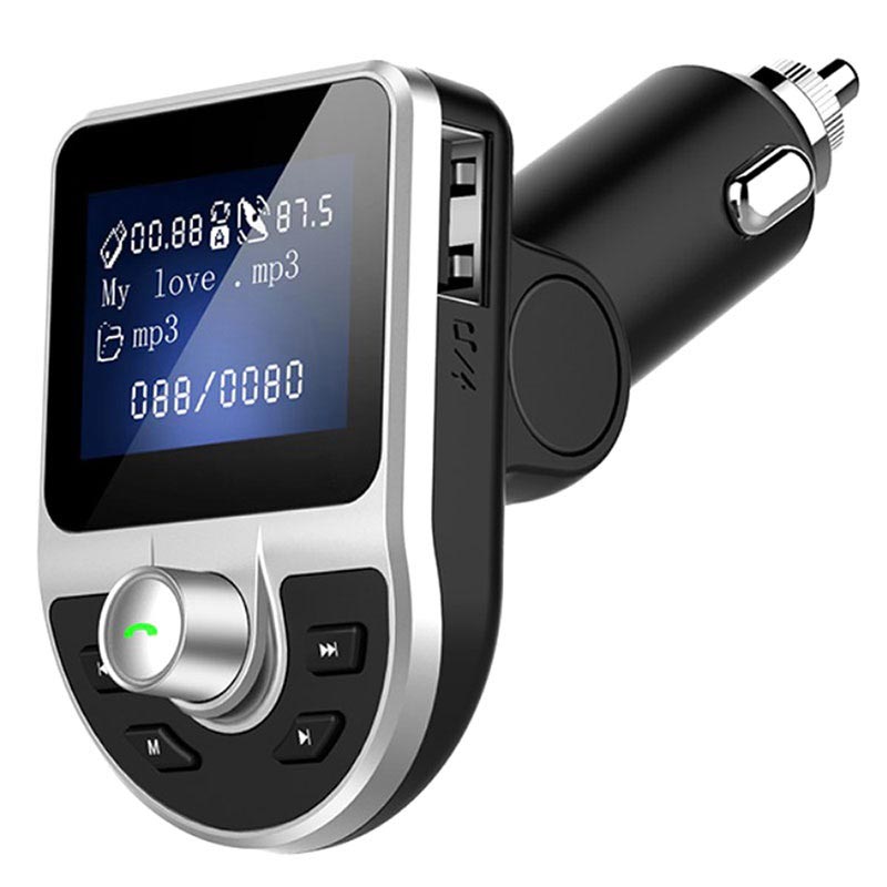 Cargador con Doble Puerto USB para Coche & Transmisor FM Bluetooth BT20 -  Negro